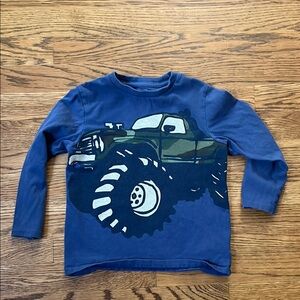 Blue Long Sleeve Shirt with Monster Truck Design